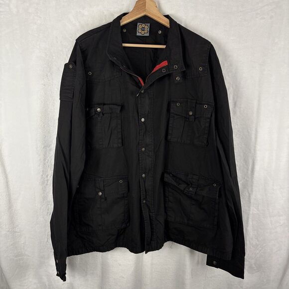 Vintage Blac Label Gun Metal Jacket Mens 4XL Black Full Zip Snap Shacket - Picture 1 of 9